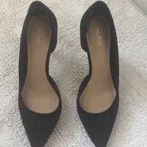 Aldo black high heel with gold heel